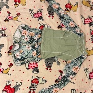 SHEIN Olive and Floral Long Sleeve Swim Bodysuit